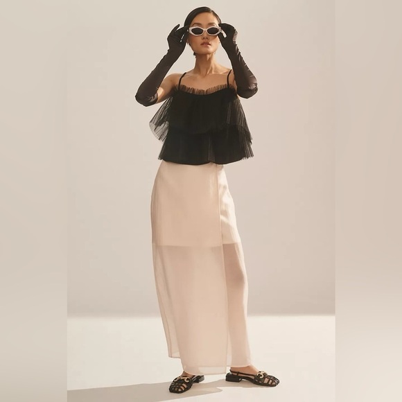 NWT Anthropologie Pleated Black Tulle Top Small - Picture 7 of 7